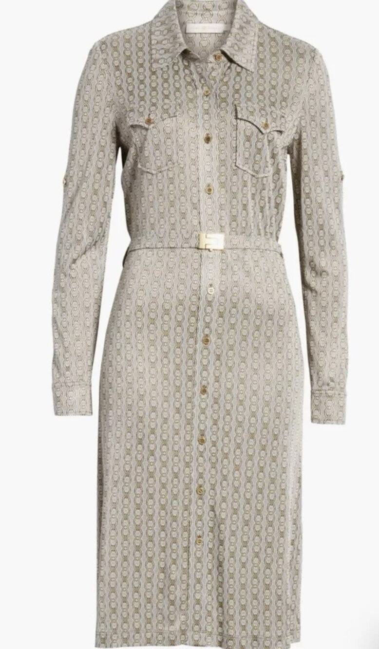 Tory Burch Women’s Shirt Dress Gemini Link Print Size Large Missing Belt